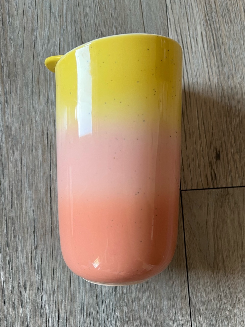 Anthropologie Ceramic Travel Coffee Cup in Yellow to Peach Ombre